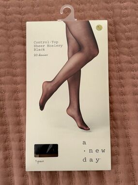 a new day Black Control Top Sheer Hosiery